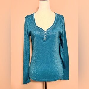 Apostrophe Sparkling Teal Long Sleeve Top